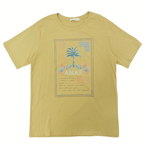 Camiseta color verde lima de mangas cortas para mujer