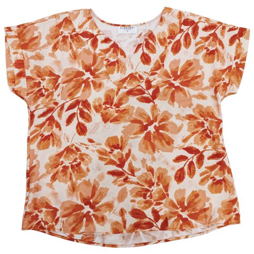 Blusa casual color camel con detalle en mangas cortas para mujer