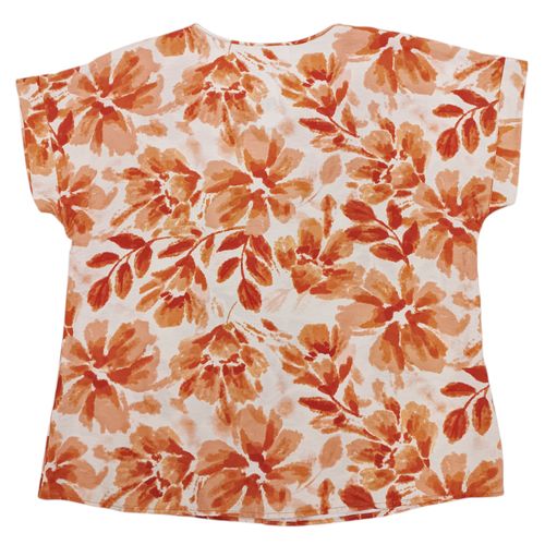 Blusa casual color camel con detalle en mangas cortas para mujer