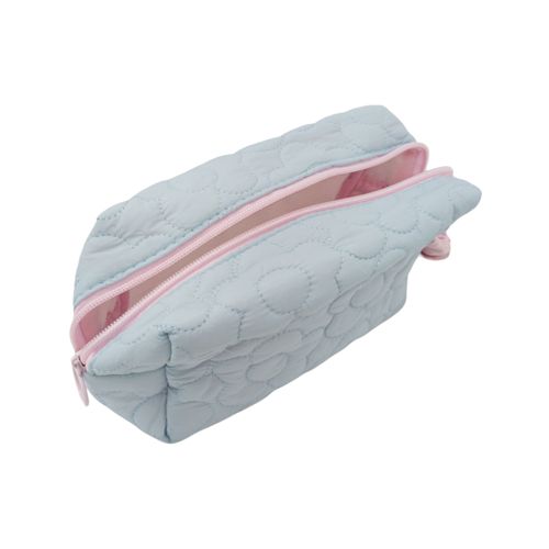 Cosmetiquera color celeste con textura para mujer