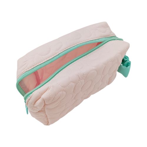 Cosmetiquera color rosa con textura para mujer