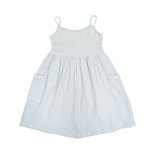Vestido color celeste de tirantes y de corte holgado para niña