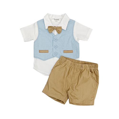 Conjunto multicolor con corbatín a juego para bebé niño