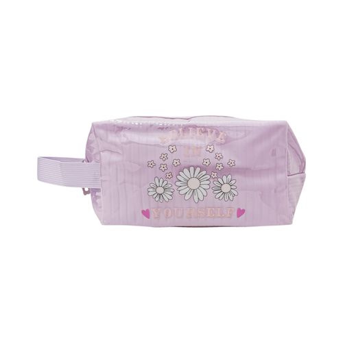 Cosmetiquera color lila con diseño floral para mujer