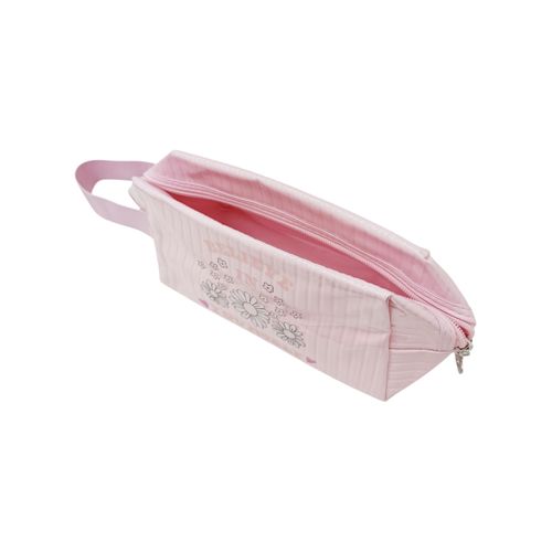 Cosmetiquera color rosa con diseño floral para mujer