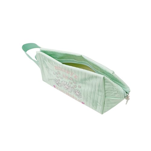 Cosmetiquera color verde con diseño floral para mujer