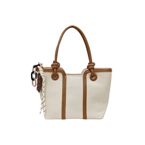 Cartera satchel en  bicolor con textura para mujer