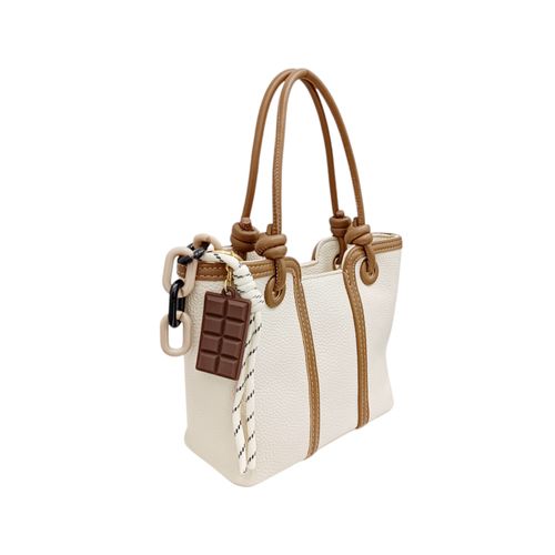 Cartera satchel en  bicolor con textura para mujer