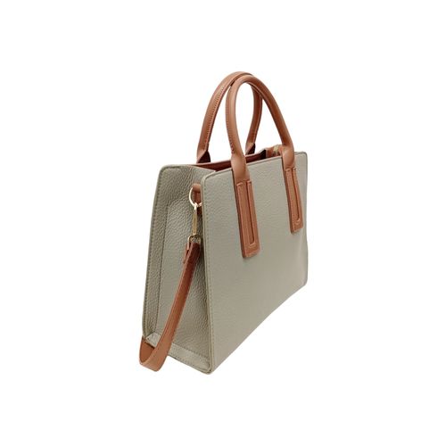 Cartera shopper color verde oscuro con detalles en café para dama