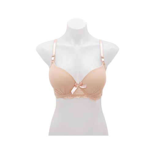 Brasier color nude con detalle de encaje en copa B para mujer