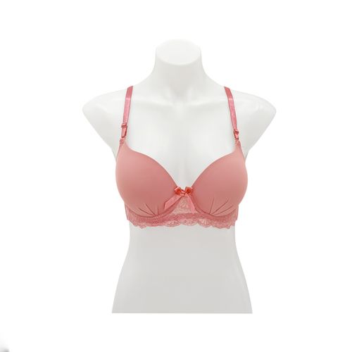 Brasier color rosa con detalle de encaje en copa B para mujer