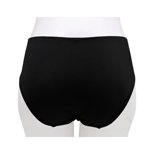 Panty color negro tipo bikini con detalle de encaje para mujer