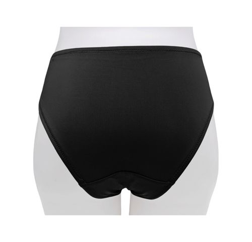 Panty color negro tipo bikini con detalle de encaje para mujer