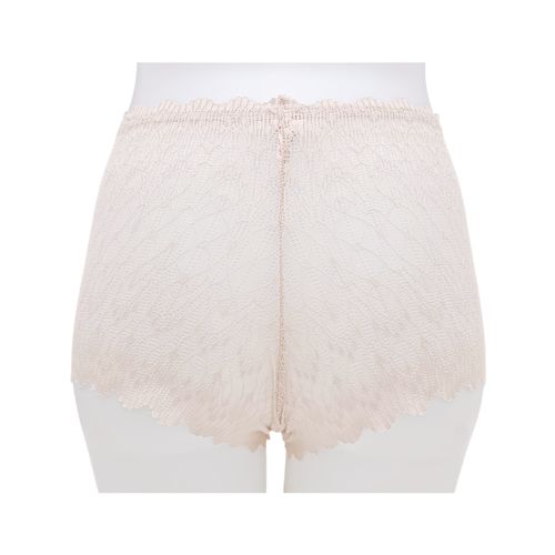 Panty color beige tipo cachetero con detalle de encaje para mujer