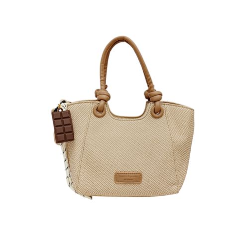 Cartera satchel color beige con detalle para mujer