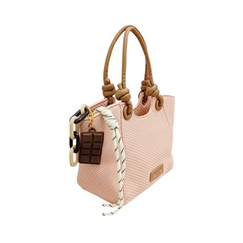 Cartera satchel color rosa con detalle para mujer