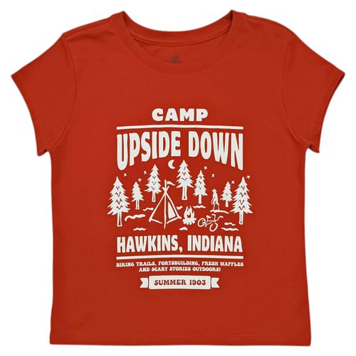 Camiseta color rojo con estampado alusivo Stranger Things para mujer