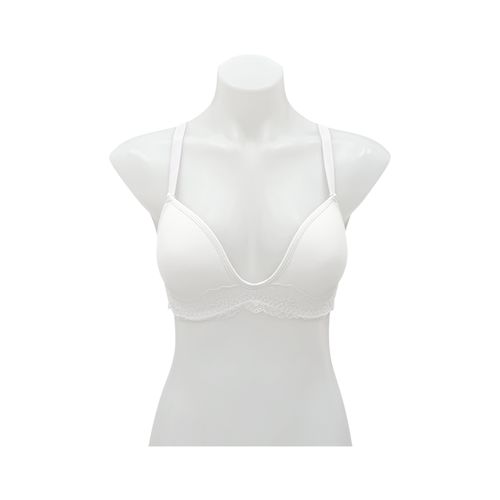 Brasier color blanco sin varillas copa B y detalle de encaje para mujer