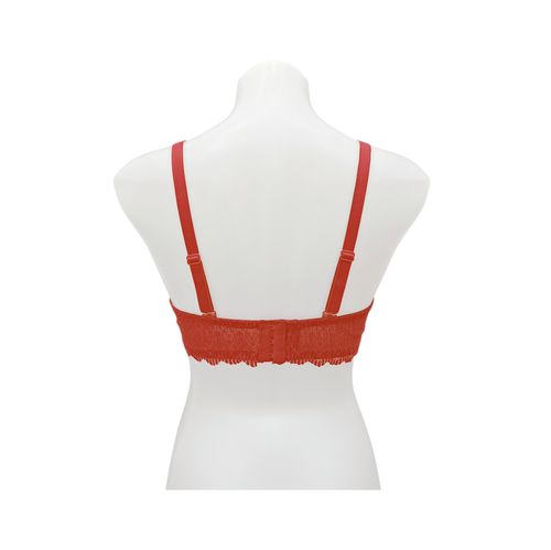 Brasier color rojo sin varillas copa B y detalle de encaje para mujer