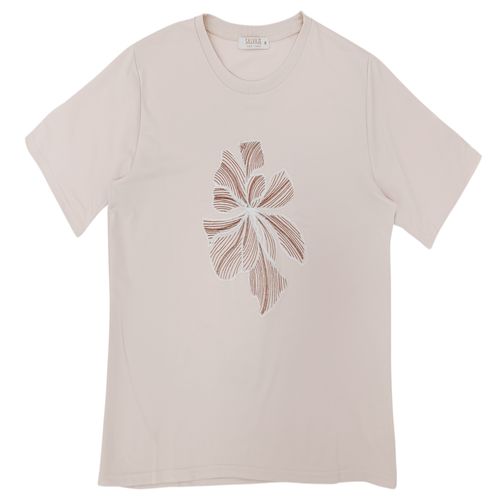 Camiseta en color beige de mangas cortas para mujer