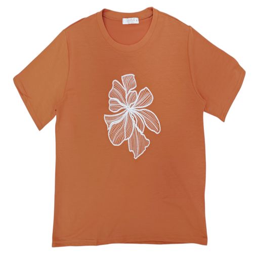 Camiseta en color naranja de mangas cortas para mujer