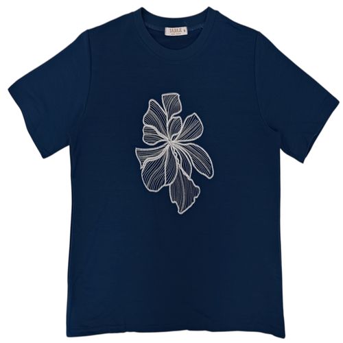 Camiseta en color navy de mangas cortas para mujer
