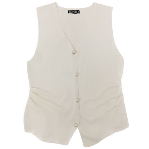 Chaleco en color ivory con botones para mujer