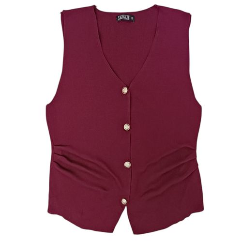 Chaleco en color vino con botones para mujer