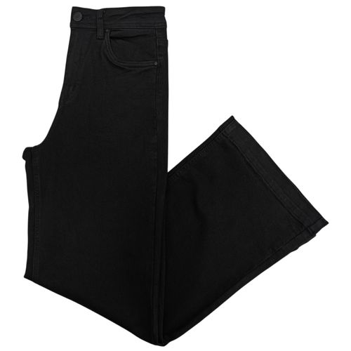 Wide leg jeans en color negro sólido para mujer