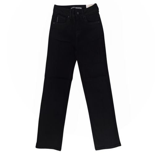 Straight jeans en color negro y diseño sólido para mujer