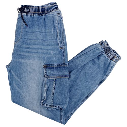 Jogger en color azul y diseño lavado para hombre