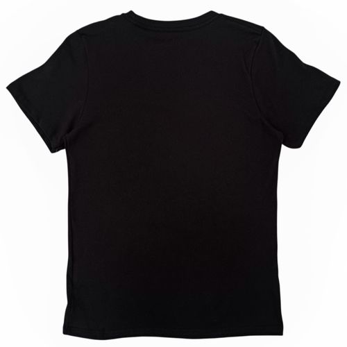 Camiseta estampada color negro de cuello redondo con mangas cortas para mujer