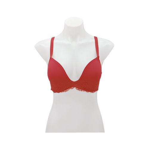 Brasier color rojo sin varillas copa C con detalle de encaje para mujer