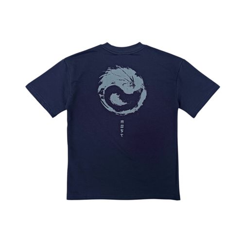 Camiseta oversize color navy de cuello redondo con mangas cortas para niño