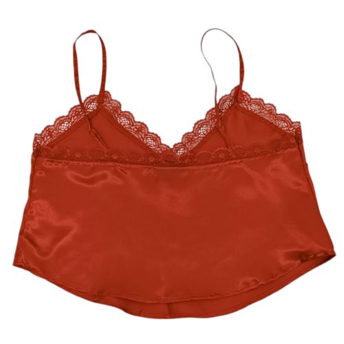 Blusa color rojo de tirantes con detalle de encaje para mujer