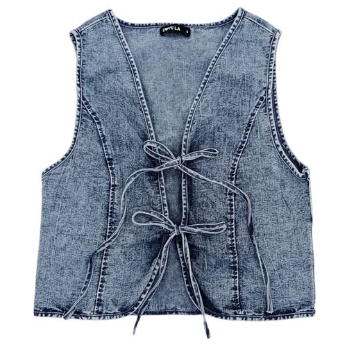 Chaleco azul lavado denim desmangado