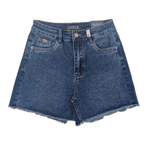 Short color azul oscuro sólido con detalle par mujer