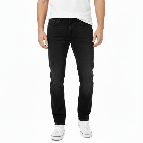 Slim jeans color negro con diseño lavado para hombre