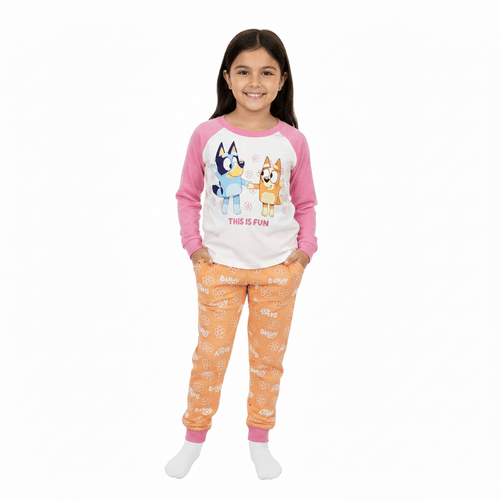 Pijama multicolor con camiseta y pantalón para niña
