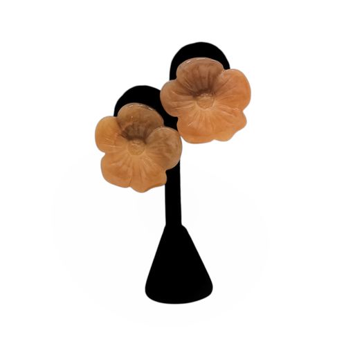 Aretes color café con diseño marmolado para mujer