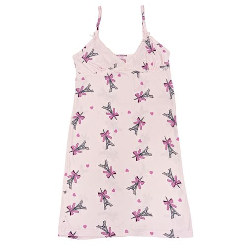 Camisón color rosa de tirantes con diseño estampado para mujer