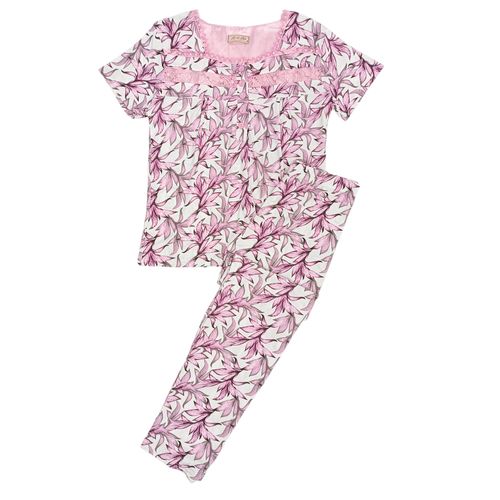 Pijama de pantalón en color rosa con diseño estampado para mujer