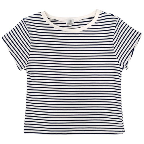 Camiseta curvy en bicolor con diseño rayado de cuello redondo para mujer