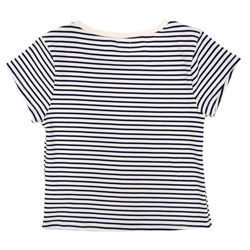 Camiseta curvy en bicolor con diseño rayado de cuello redondo para mujer