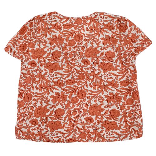 Blusa curvy color rojo con detalle floral para mujer