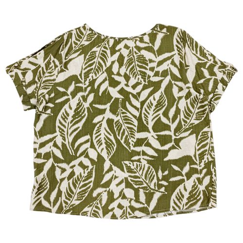 Blusa curvy color verde con detalle floral para mujer