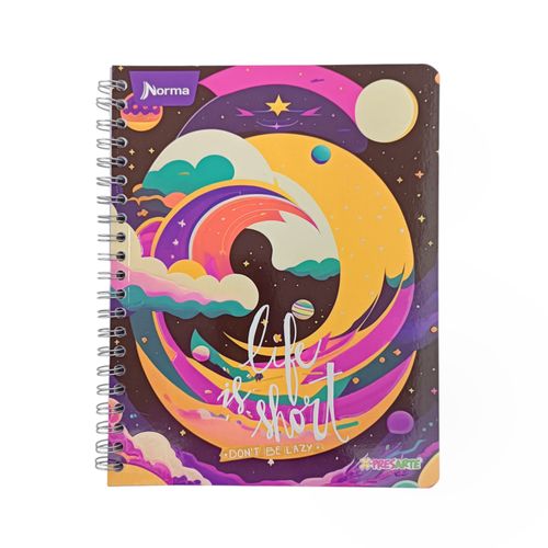 Cuaderno Norma argollado 200 hojas con diseño de universo