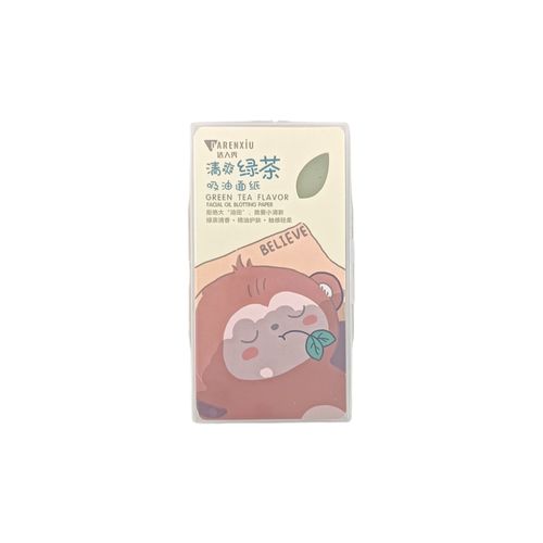 Papel Absorbente de Grasa Facial Diseño de Mono de Té Verde
