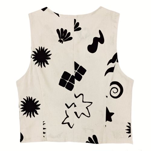 Blusa tipo chaleco color ivory casual desmangada para mujer