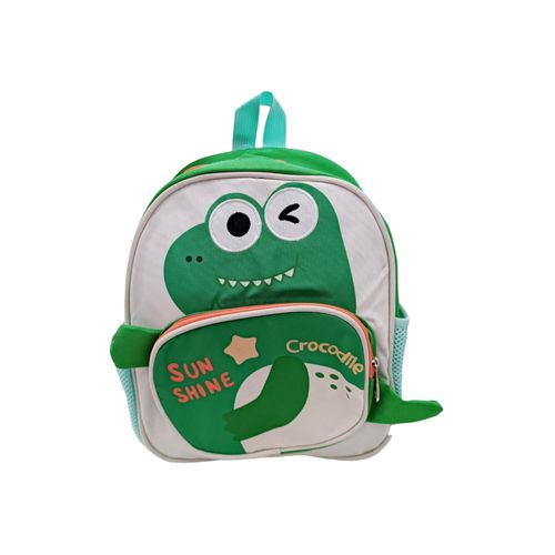 Mochila infantil color verde con diseño de cocodrilo